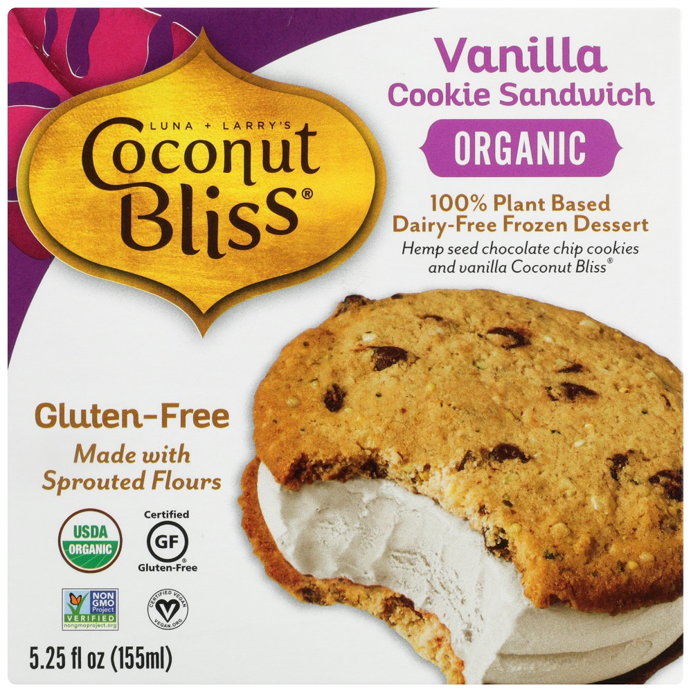 Cosmic Bliss Coconut Plant-Based & Dairy-Free Madagascan Vanilla Bean Cookie Sandwich 5.25 Fl Oz Box