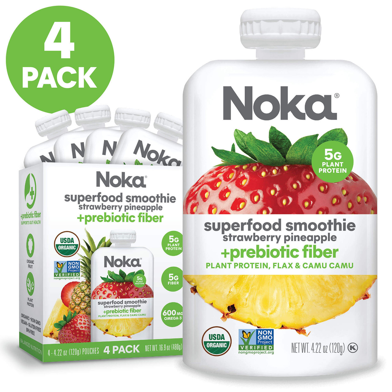 Noka Strawberry Pineapple Smoothie, 4 Pc