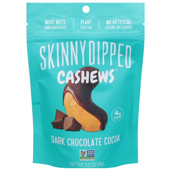 SkinnyDipped Cashews - Dark Chocolate Cocoa - 3.5Oz 10ct Case