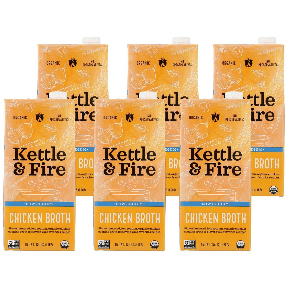 Kettle & Fire Low Sodium Chicken Broth Case Of 6/32 Oz