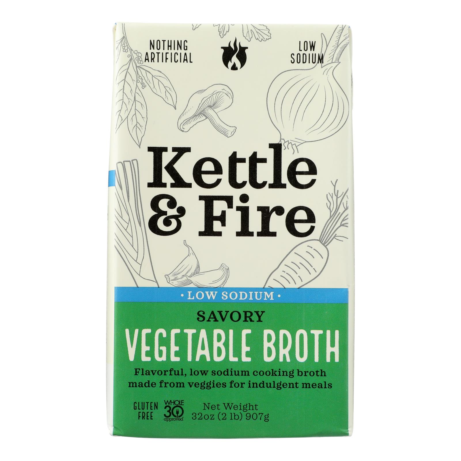 Kettle & Fire Savory Low Sodium Vegetable Broth, 32 Oz
