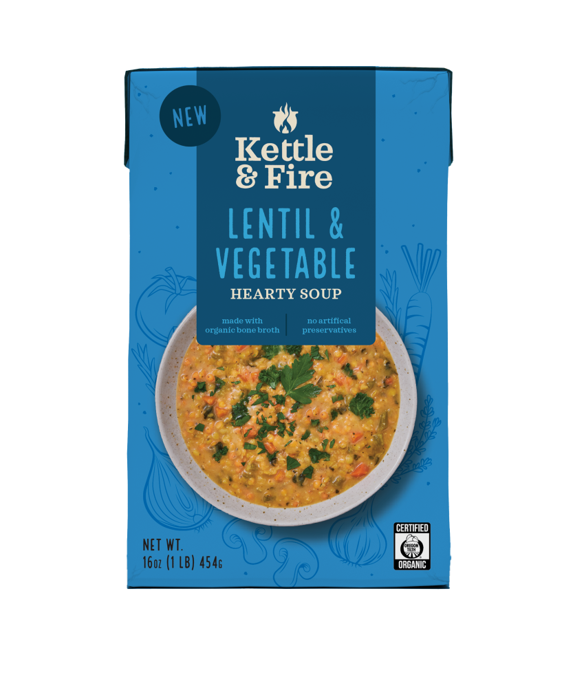 Kettle & Fire Hearty Soup, Lentil Vegetable 16 Oz