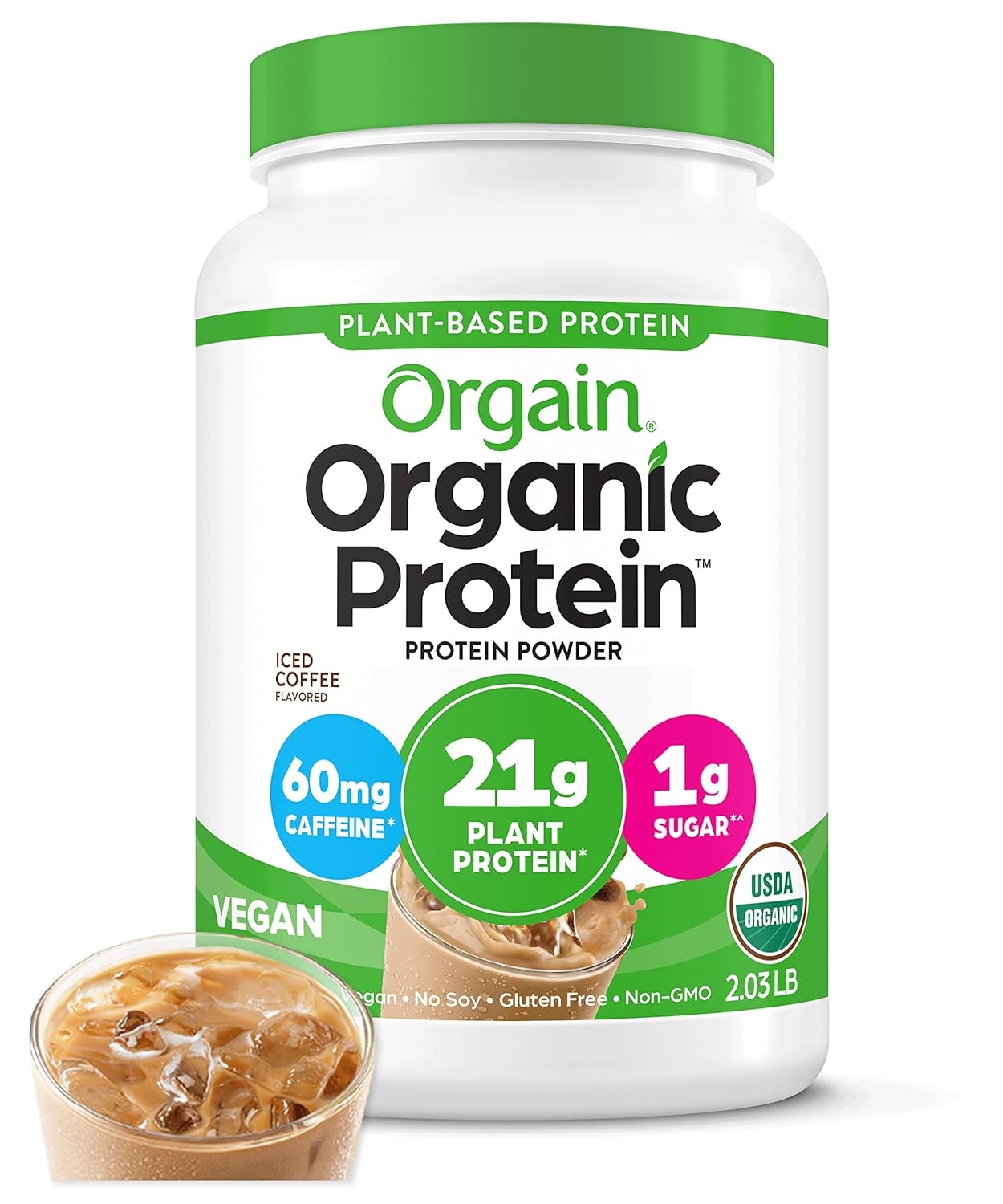 Orgain Organic Vegan 21g Protein Powder Plant Based Creamy Chocolate -- 2.03 Lb