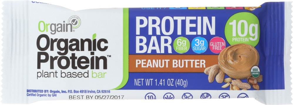 Orgain Bar Protein Peanut Butter Organic, 1.4 Oz