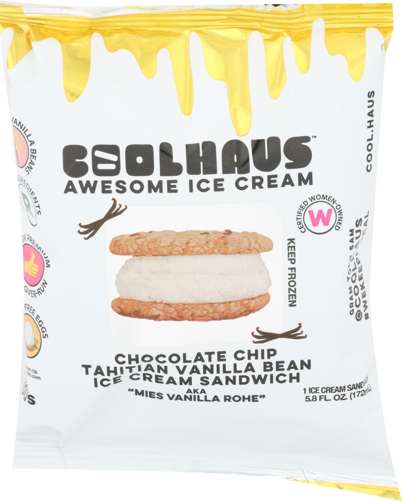 CoolHaus Chocolate Chip Cookie + Tahitian Vanilla Bean Ice Cream Sandwich