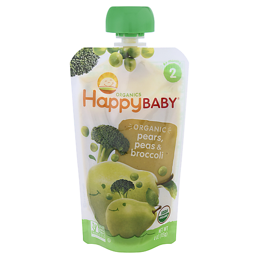 Happy Baby Simple Combos Organic Stage 2 Pears, Broccoli & Peas Food 4 Oz. Pouch