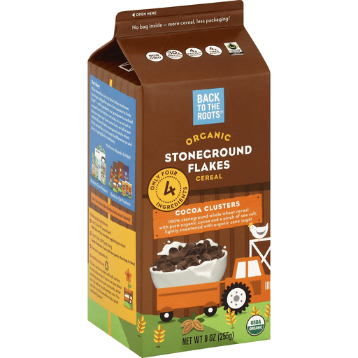 Back to the Roots Organic Stoneground Flakes Cocoa Clusters Cereal