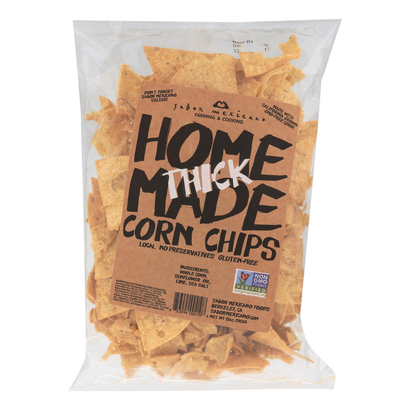 Sabor Mexicano Chips Corn Thick Homemade - Case Of 11-12 OZ