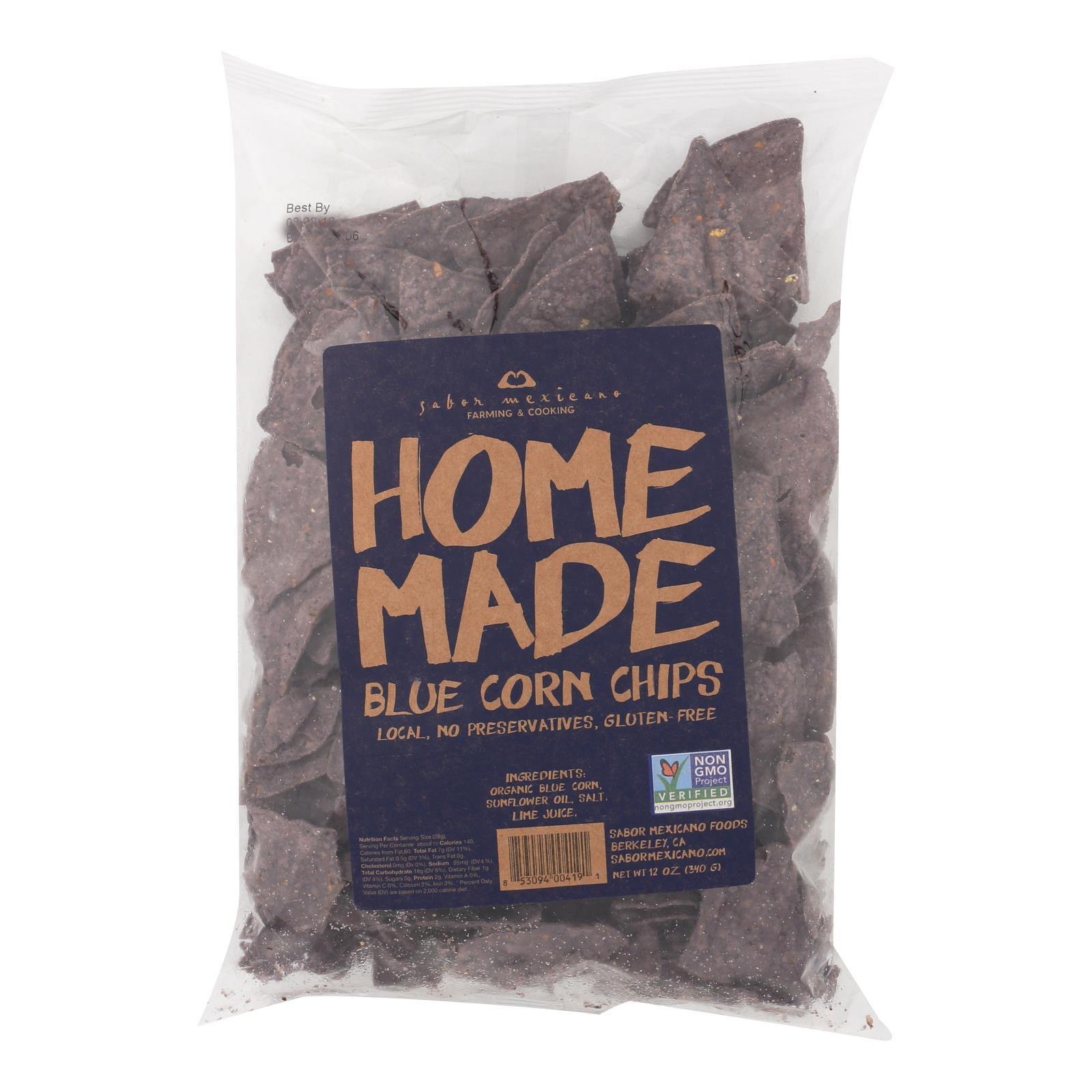 Sabor Mexicano Chips Homemade Blue Corn Case Of 11 X 12 Oz