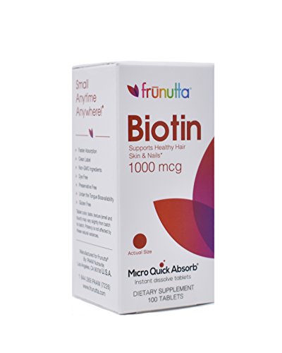Frunutta Biotin Under The Tongue Sublingual Tablets - Biotin 1000 Mcg Micro Quick Absorb Instant Dissolve Tablets For Healthy Hair And Nail Growth-3 Month Supply