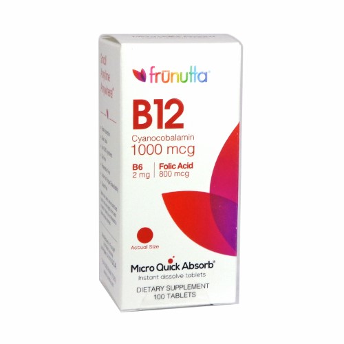 Frunutta Vitamin B12 Cyanocobalamin 1000 Mcg Under The Tongue Sublingual Tablets, Micro Quick Absorb Instant Dissolve Tablets 3 Month Supply