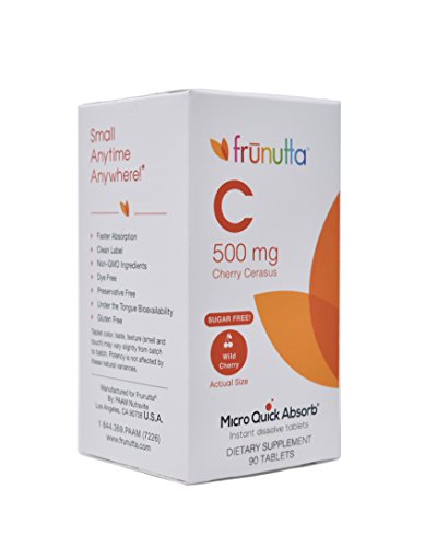 Frunutta Vitamin C Cherry Cerasus Under The Tongue Sublingual Tablets - 500 Mg Micro Quick Absorb Instant Dissolve Tablets 3 Month Supply