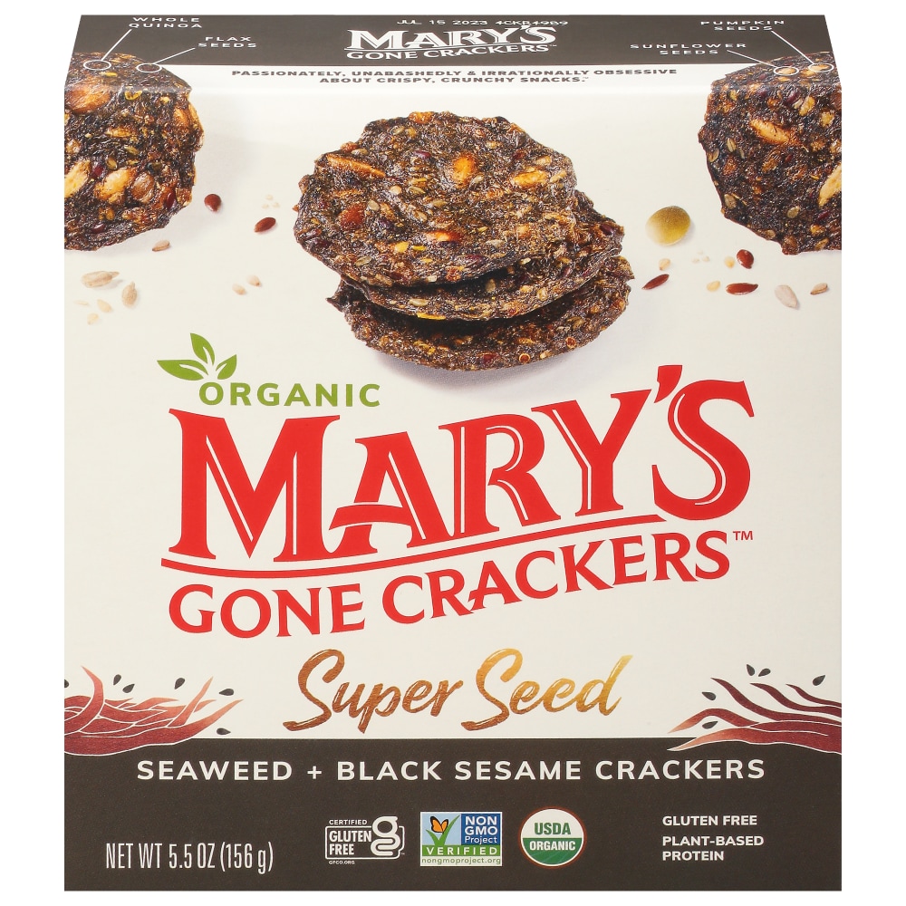 Mary's Gone Crackers Organic - Super Seed - Seaweed & Black Sesame, 155 G