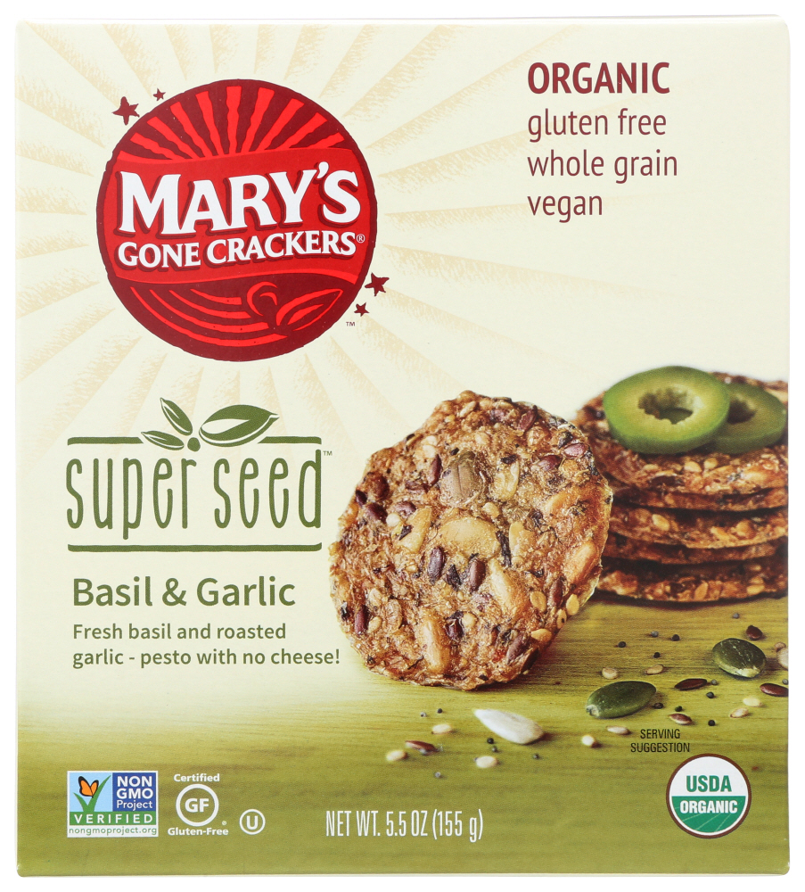 Mary's Gone Crackers Organic Basil & Garlic Super Seed 5.5 Oz