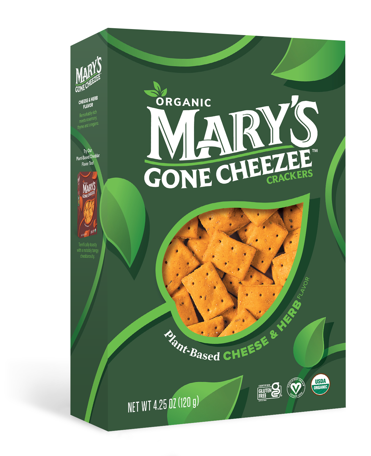 Mary's Gone Crackers Cheezee Plant-Based Cheese & Herb - Case Of 6/4.25 Oz