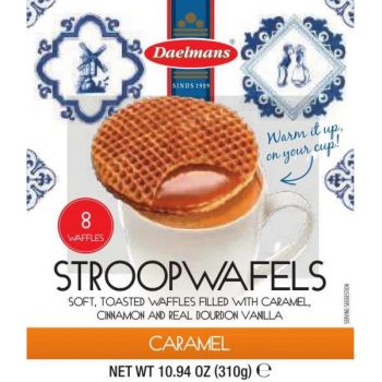 Daelman's Jumbo Caramel Stroopwafel Cube Box 10.94 Ounce Size - 8 Per Case