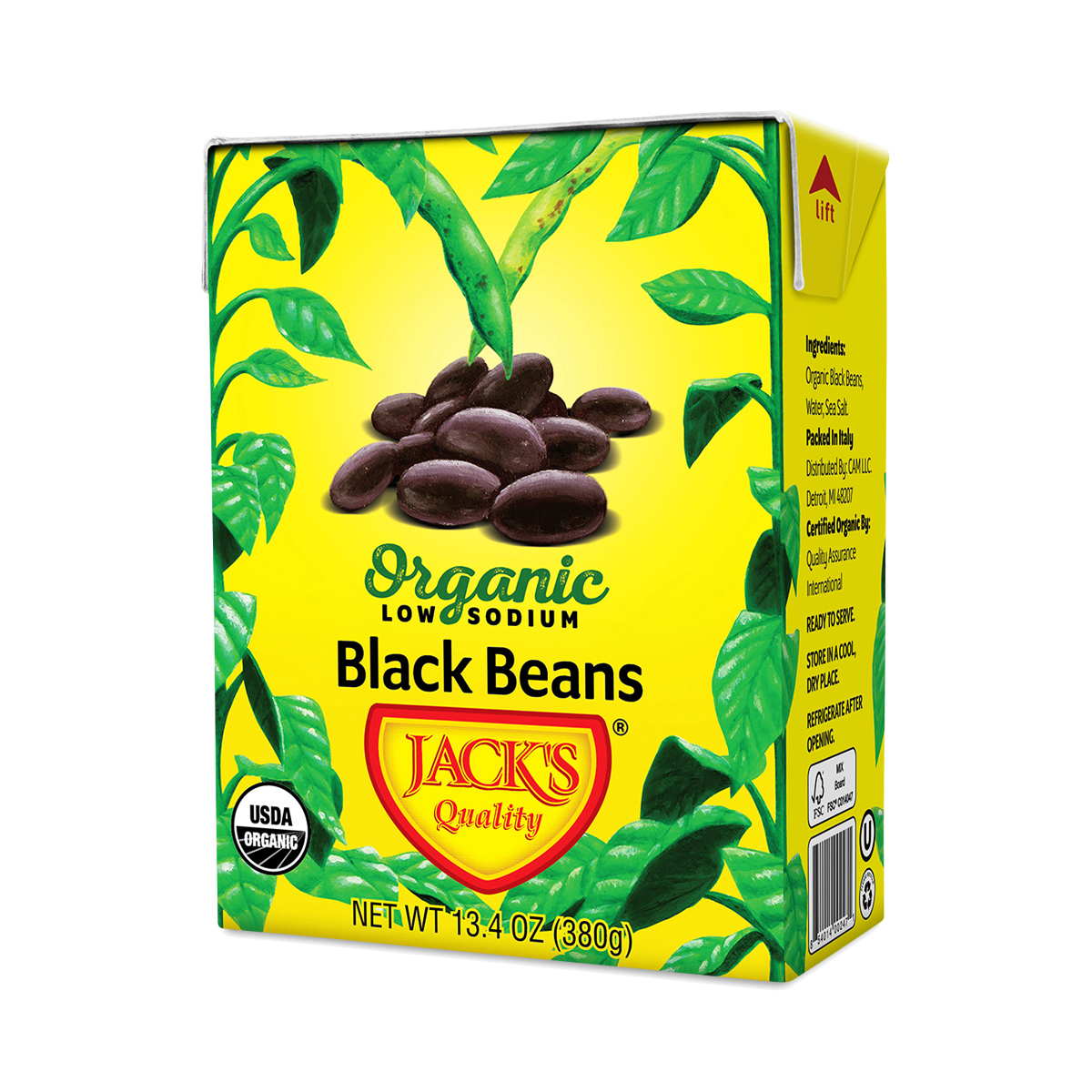 Jack's Quality Organic Low Sodium Black Beans 13.4 Oz