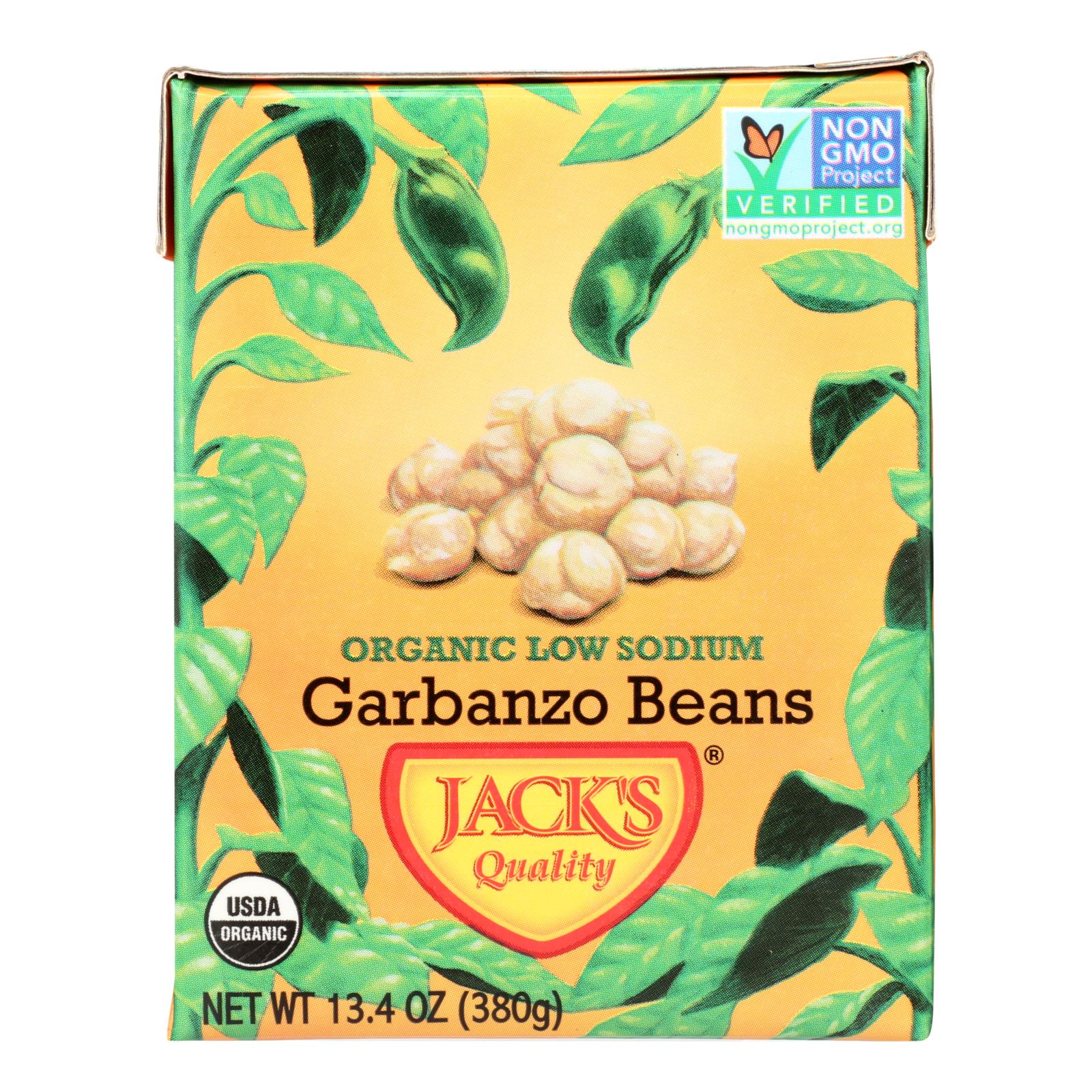 Jack's Quality Organic Garbanzo Beans Low Sodium Case Of 8 13.4 Oz