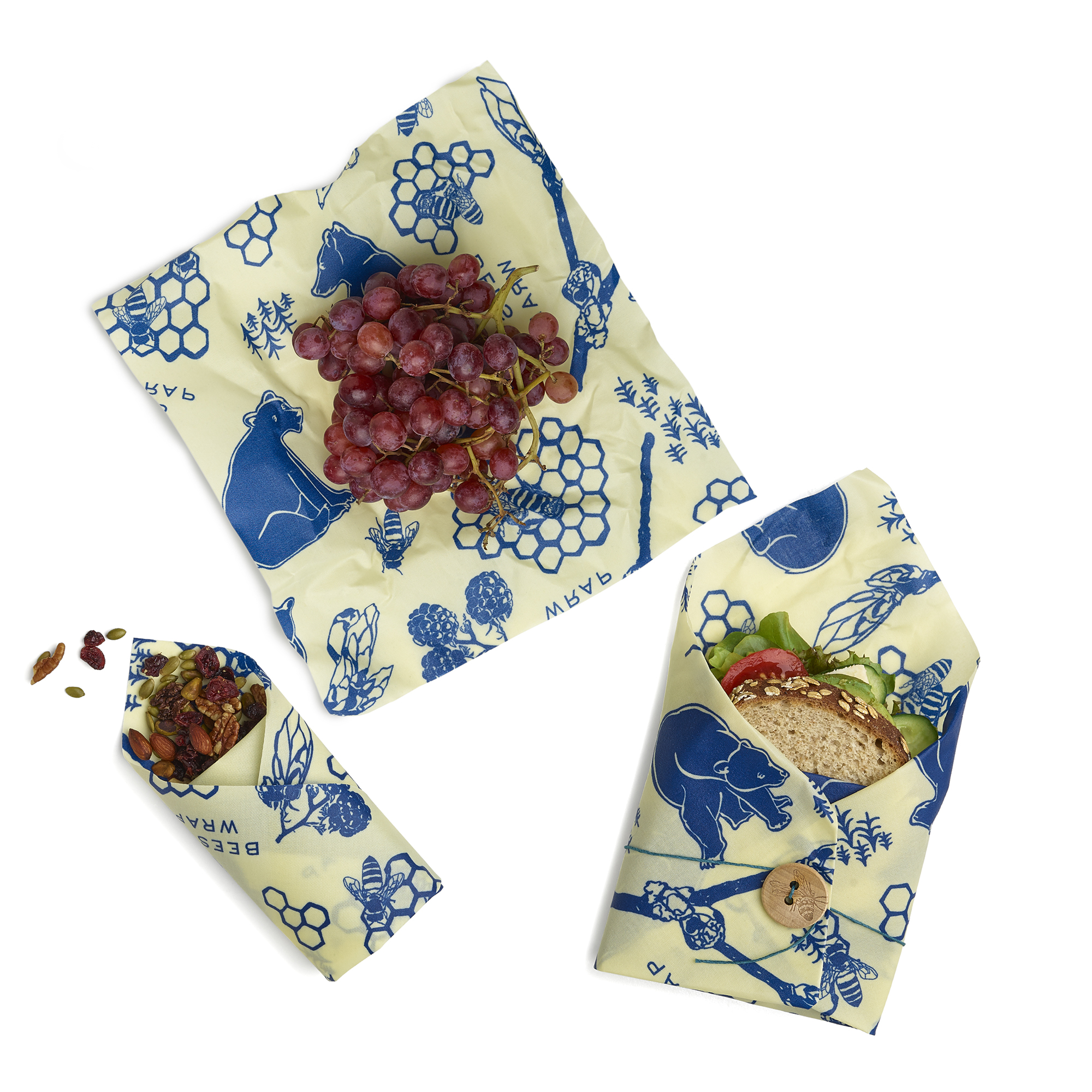 Bee's Wrap Reusable Beeswax Food Wraps, Lunch Pack