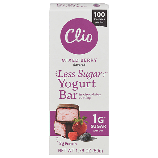 Clio Yogurt Bar, Less Sugar, Mixed Berry Flavored 1.76 Oz