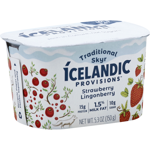 Icelandic Provisions Strawberry & Lingonberry Thick & Creamy Low Fat Skyr 5.3 Oz