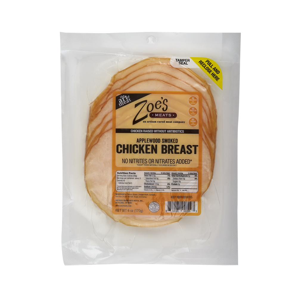 Zoe's Meats Sliced Applewood Smoked Chicken Breast