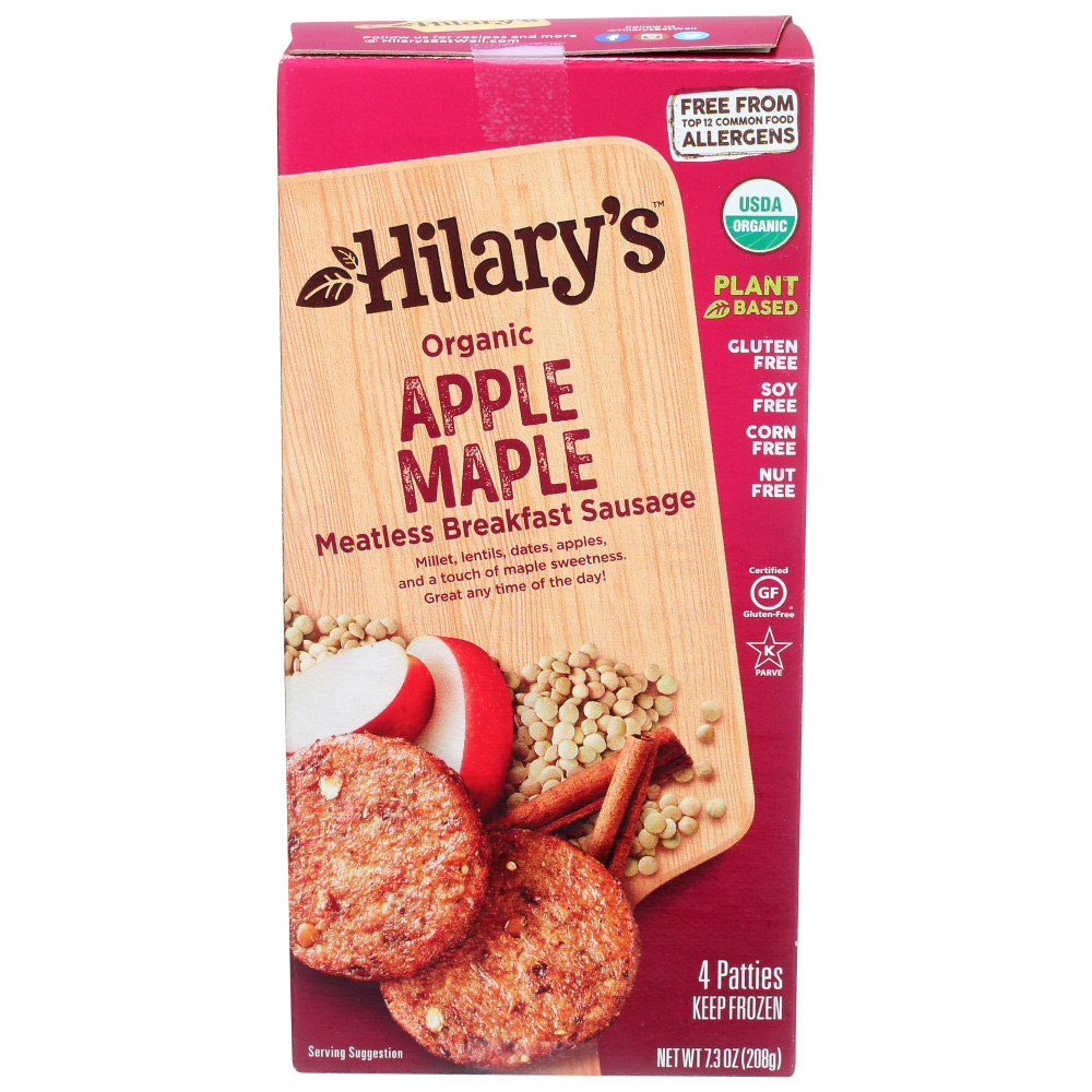 Hilary's Organic Apple Maple Meatless Breakfast Sausage, 7.3 Oz