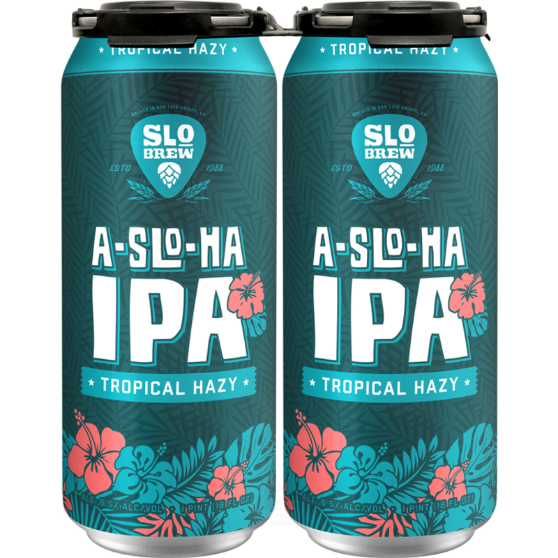 SLO Brew A-Slo-Ha Tropical IPA 4 Pack 16 Oz Cans 6.5% ABV