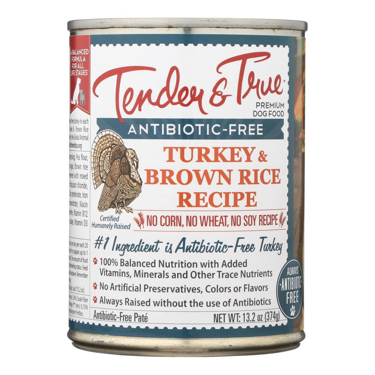 Tender & True Dog Food, Turkey Brown Rice Recipe 13.2 Oz