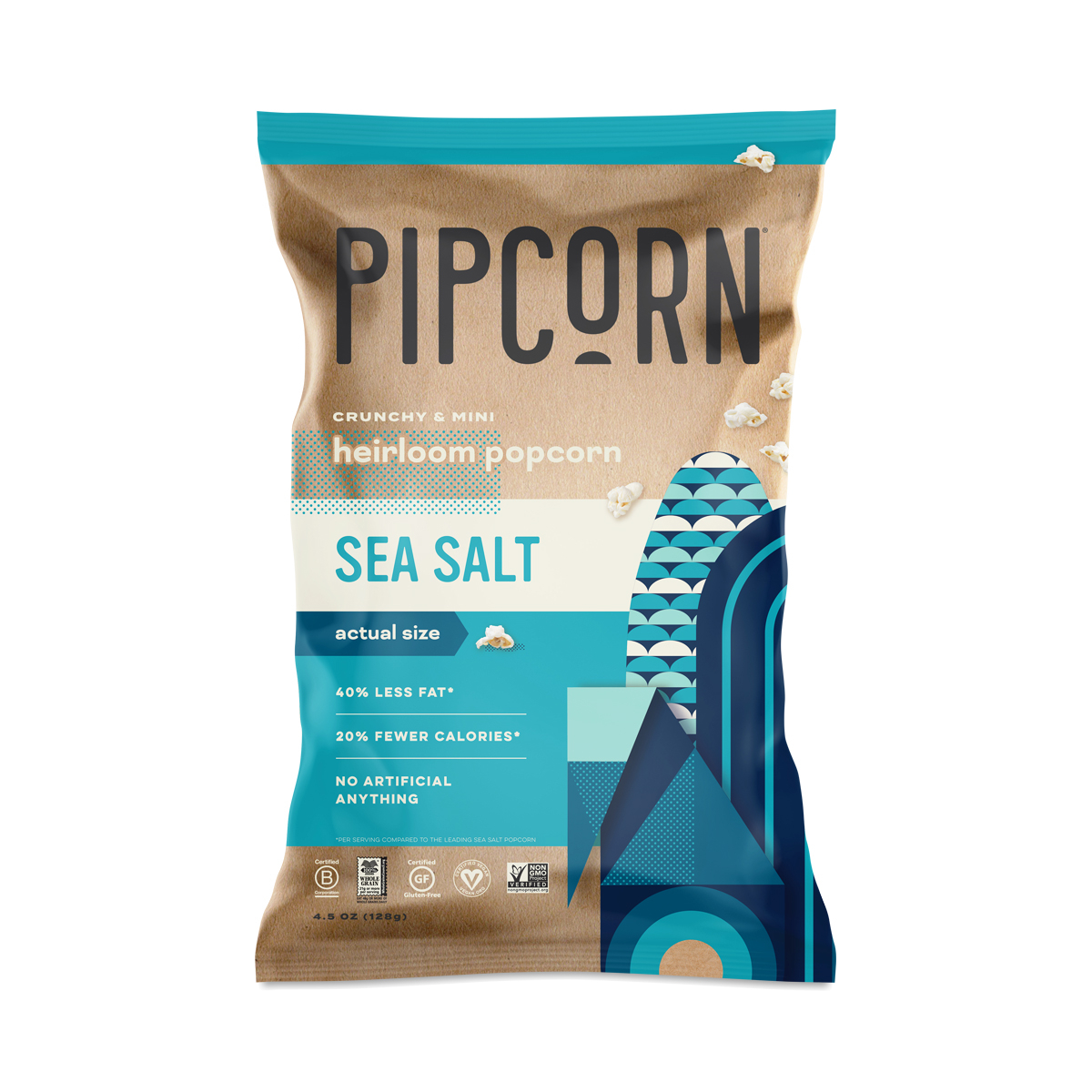 Pipcorn Mini Popcorn - Sea Salt - Case Of 12 - 4 Oz