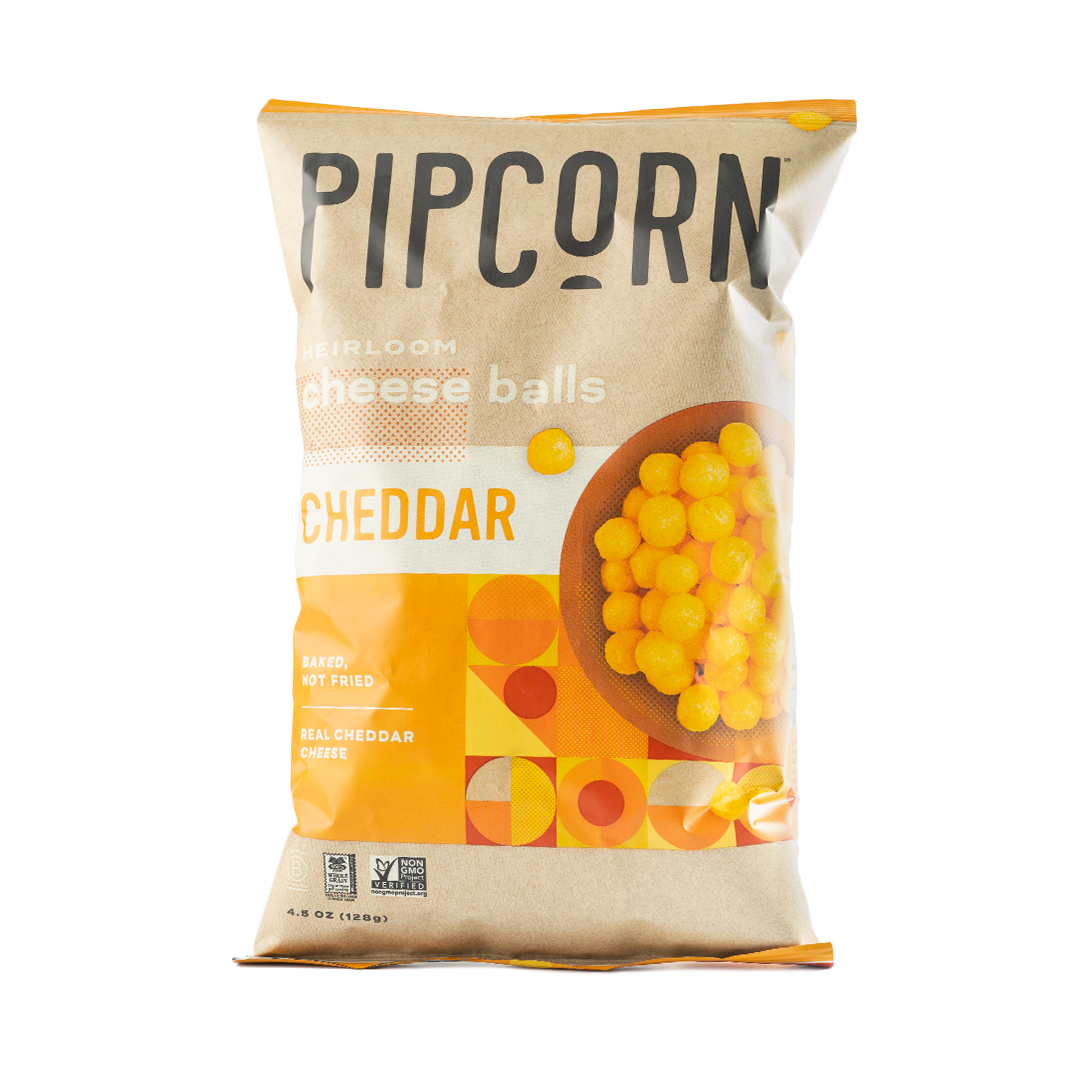 Pipcorn Baked Heirloom, Cheddar Cheese Balls - 4.5 Oz