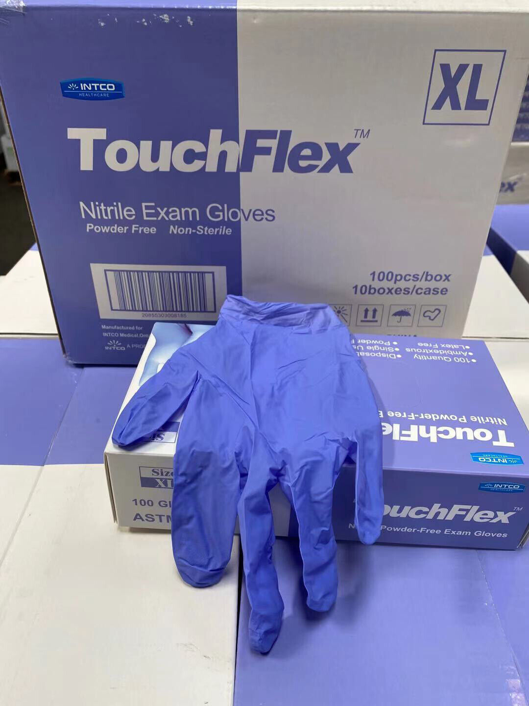 INTCO TouchFlex Nitrile Powder-Free Exam Gloves ( 1000 Gloves ) LARGE Latex Free