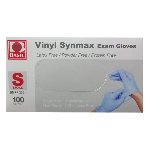 Basic Gloves Vinyl Blue Smll 100ct Powder Free-whole