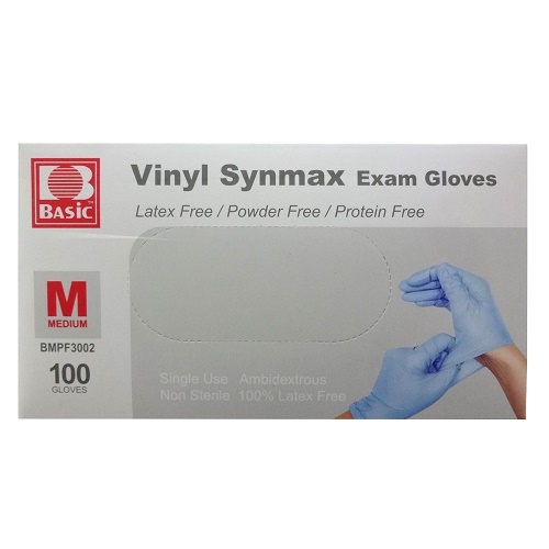 Basic Gloves Vinyl Blue Md 100ct Powder Free-whole
