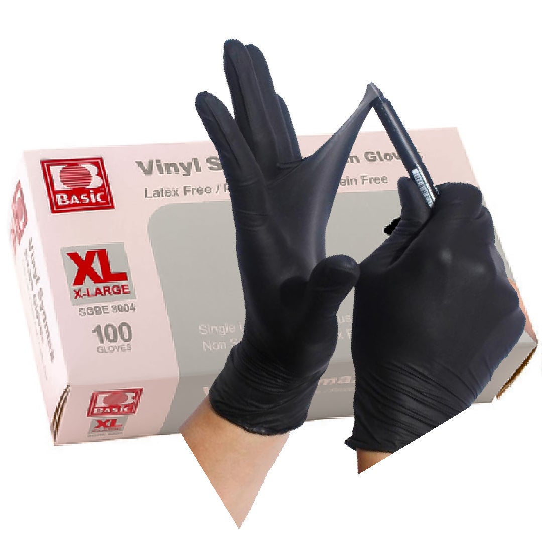 Vinyl Exam Gloves Black Powder Free