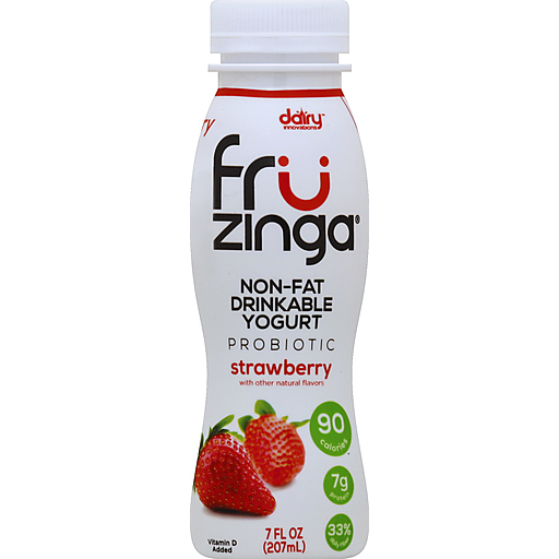 Fruzinga Yogurt, Drinkable, Non-Fat, Probiotic, Strawberry