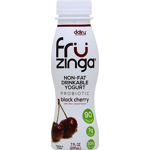 Fruzinga Yogurt, Drinkable, Non-Fat, Probiotic, Black Cherry