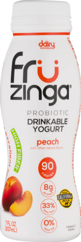 Fru Zinga Dairy Innovations Probiotic Drinkable Yogurt Peach