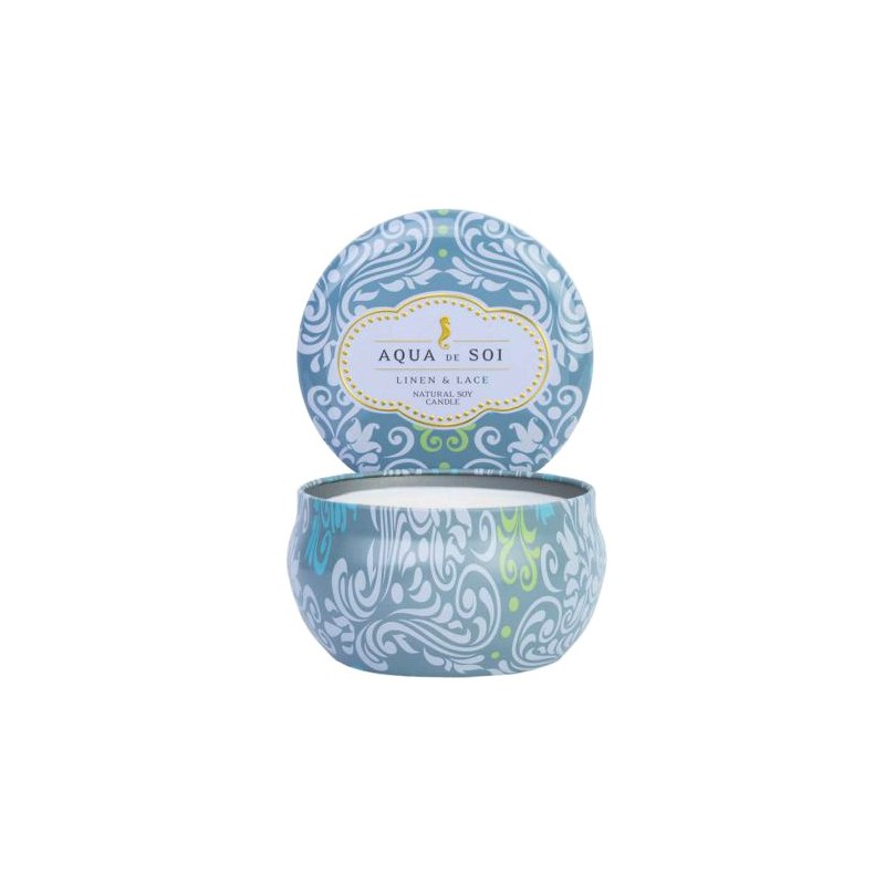 Aqua De Soi Candles Linen And Lace Decorative Tin 9oz