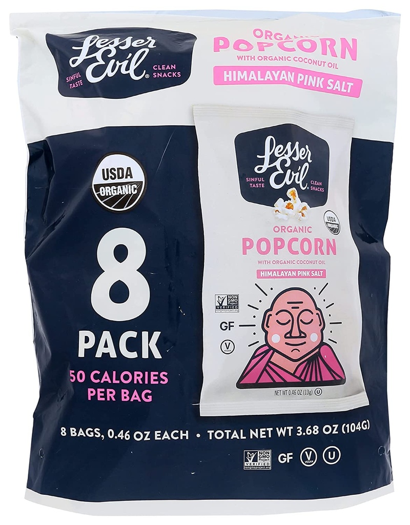 Lesser Evil Popcorn, Organic, Himalayan Pink Salt, Snack Pack