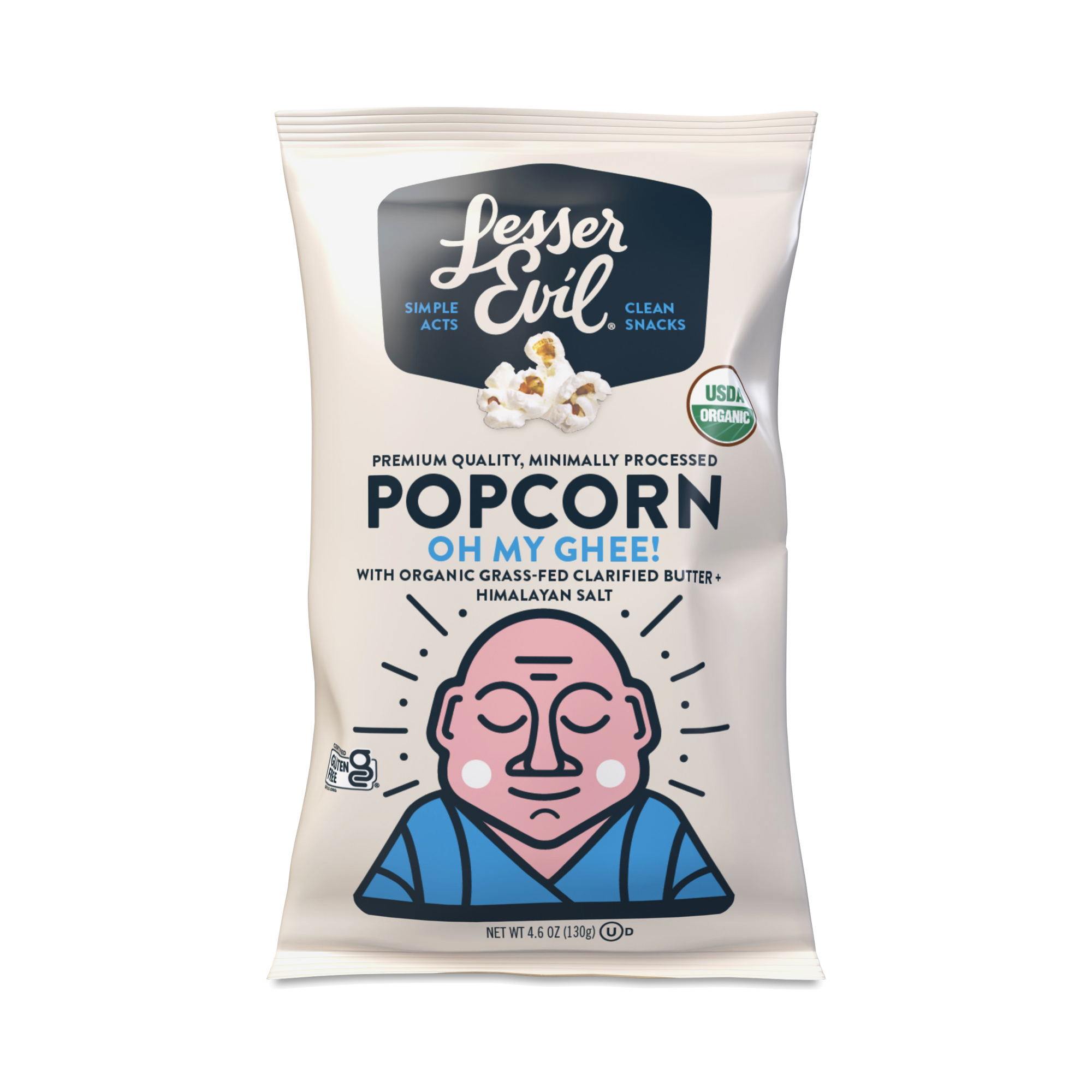 LesserEvil Organic Buddha Popcorn Oh My Ghee, 5 Oz