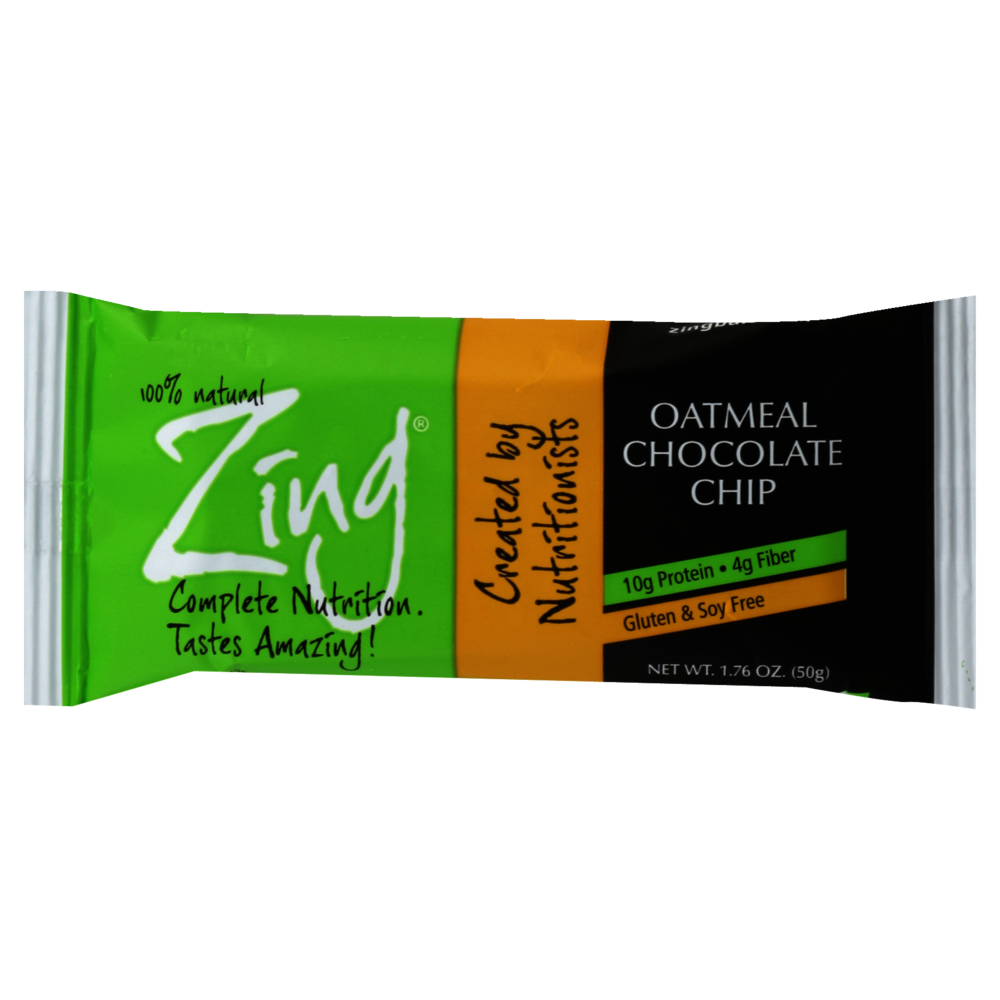 Zing Bars Nutrition Bar Oatmeal Chocolate Chip Case Of 12 1.76 Oz