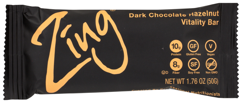 Zing Bars - Nutrition Bar - Dark Chocolate Hazelnut 1.76 Oz