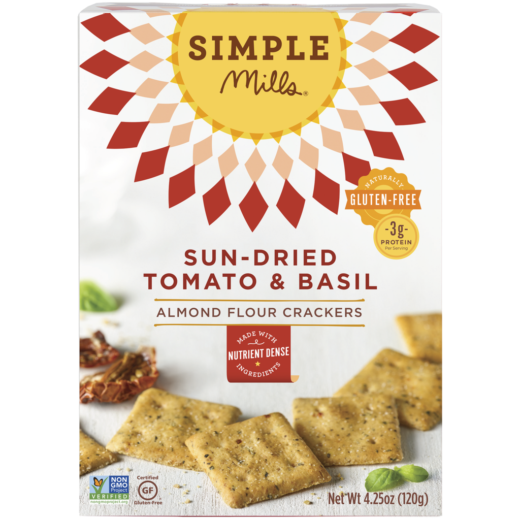 Simple Mills Sundried Tomato & Basil Almond Flour Crackers, 4.25 Oz