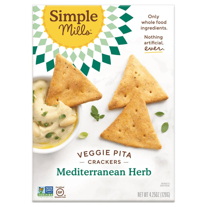 Simple Mills Mediterranean Herb Veggie Pita Crackers 4.25 Oz