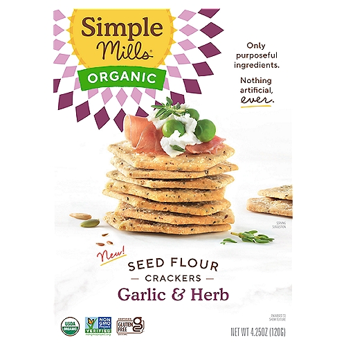 Simple Mills Organic Garlic & Herb Seed Flour Crackers 4.25 Oz Box