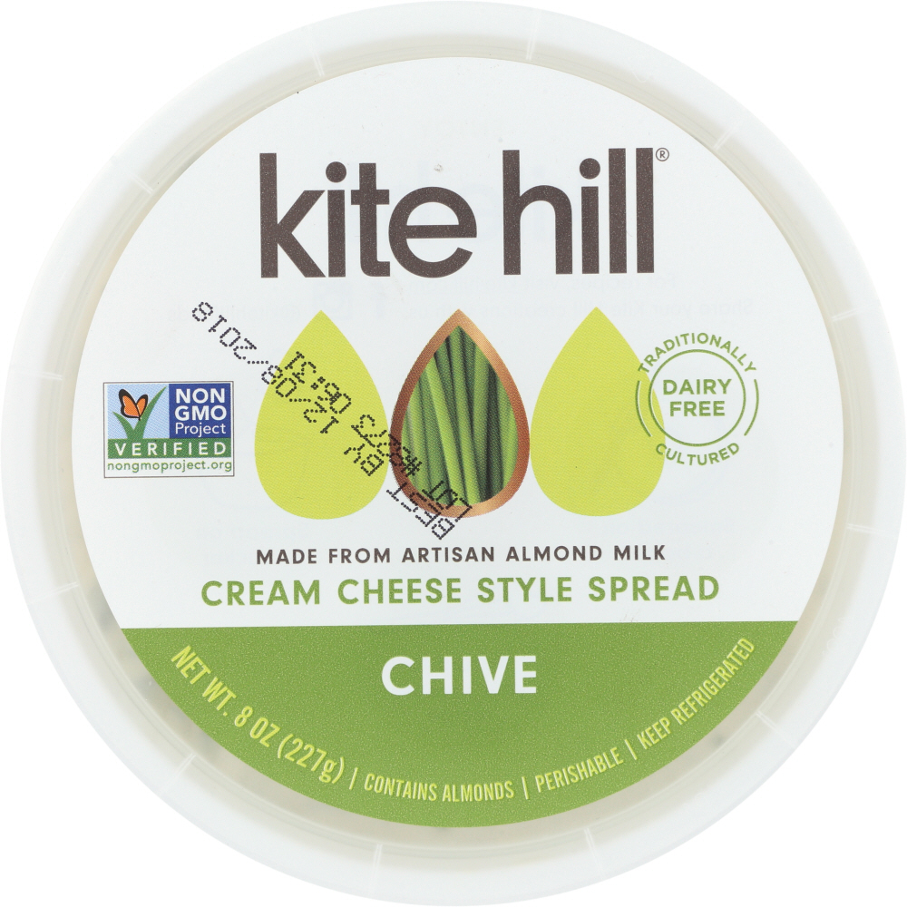 Kite Hill Cream Cheese Alternative, Dairy Free, Chive 8 Oz