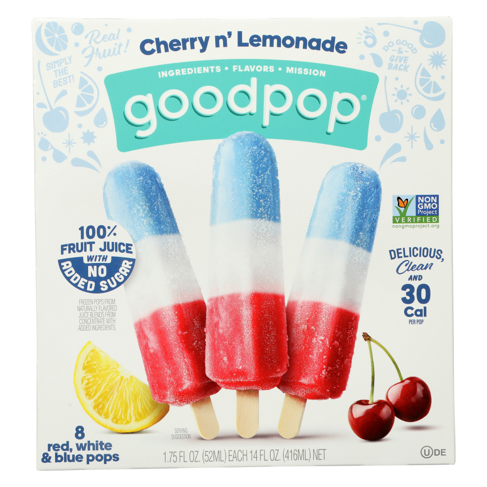GoodPop Cherry N’ Lemonade Red White & Blue Frozen Pops