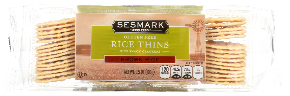 Sesmark Gluten Free Rice Thins Brown Rice, 3.5 Oz
