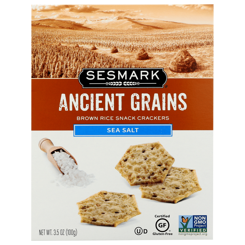 Sesmark Ancient Grains Sea Salt Brown Rice Snack Crackers, 3.5 Oz